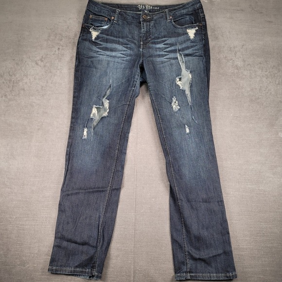 Itz Me USA Y2K Vintage Jeans‎ Dark Wash Denim Distressed Bootcut Jeans Size 16 - Picture 1 of 15